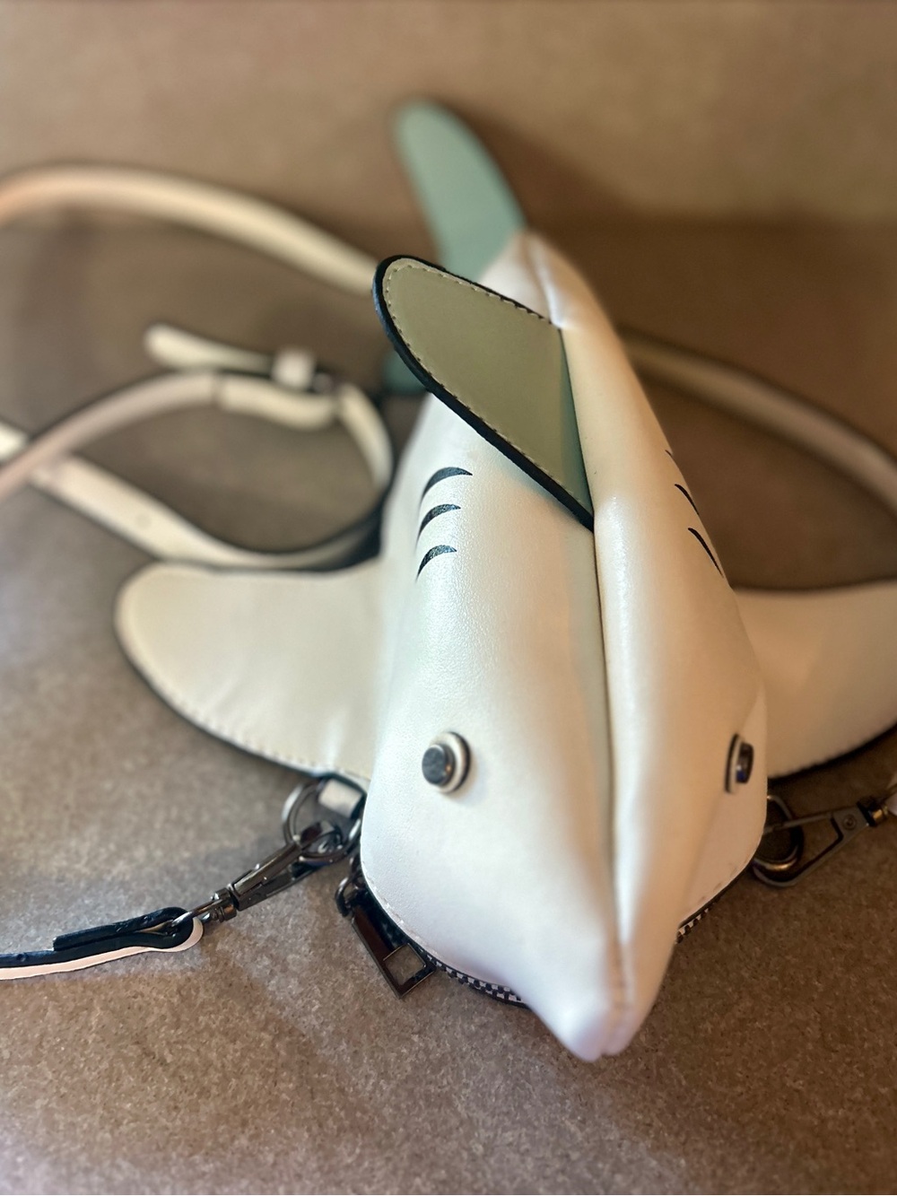 Novelty Shark Crossbody Bag in White - Playful Ocean Design